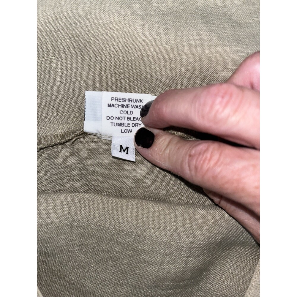 Habitat 100% Linen Khaki Midi Skirt Medium Lagenlook Minimalist Womens Button - Picture 7 of 9